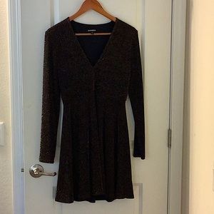 Express short dress, small petite, black and gold sparkles.